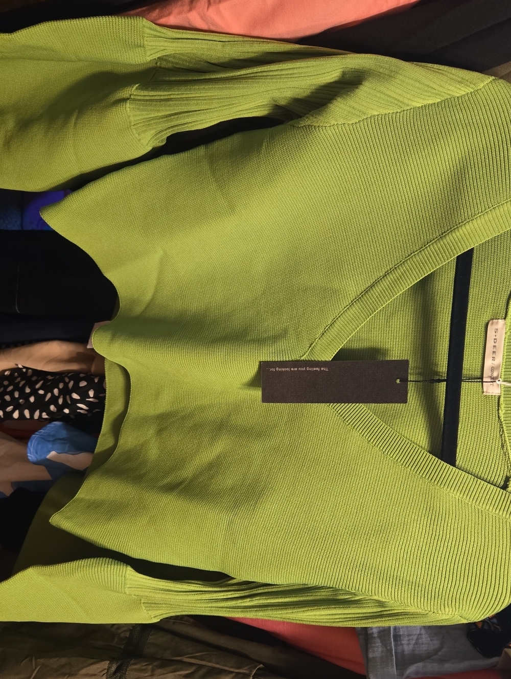 S Deer Lime V-Neck Knit Sweater